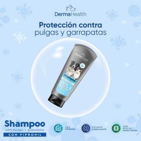 Dermahealth Champú Antipulgas y Garrapatas, 200 ml, perros y gatos