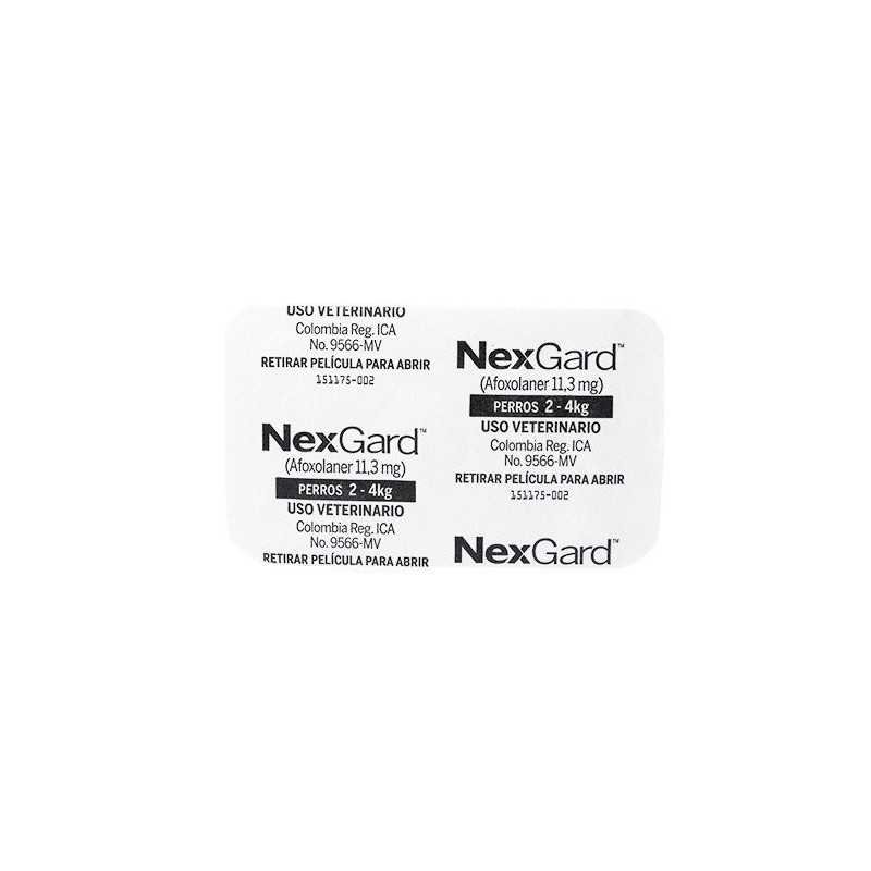 Nexgard antipulgas/garrapatas/ácaros, 1 Tableta masticable, de 2-4 kg