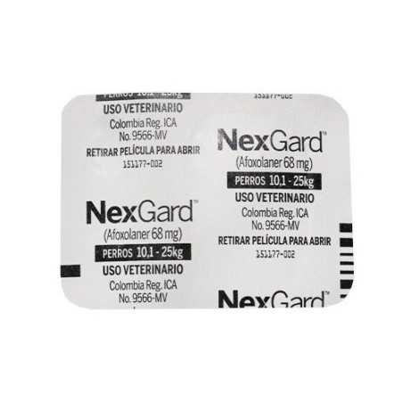Nexgard antipulgas/garrapatas/ácaros, 1 Tableta masticable, de 10,1-25 kg