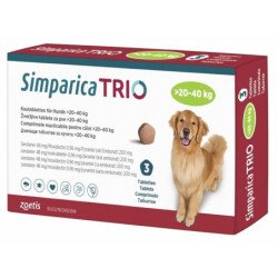 Simparica Trio antiparasitario interno y externo. 1 tableta masticable, de 20-40 kg