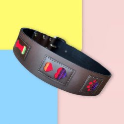 Toscano collar cuero marrón cuadritos colores talla. Collares para perros al mejor precio