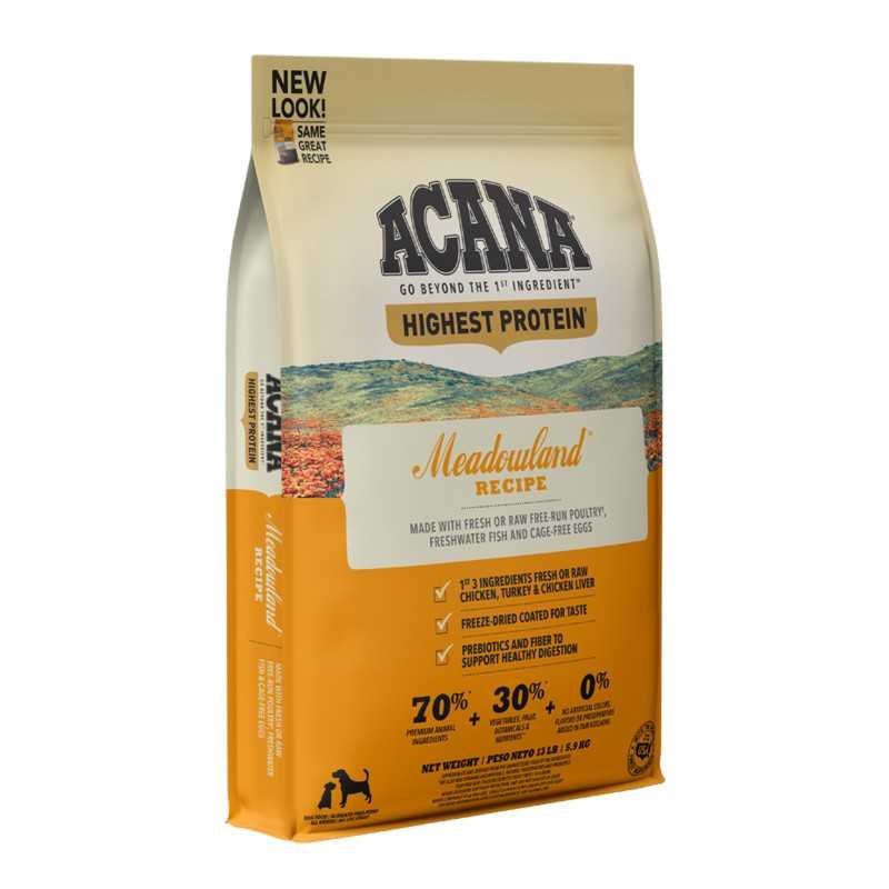 Acana Meadowland ,Alto en Proteínas, Libre Granos, Todas las razas y edades , Pollo y Pavo de libre pastoreo