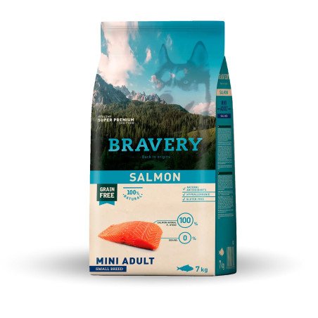 Bravery Monoprotéico, Libre de Granos, Adulto razas pequeñas, Salmón, 2 kg