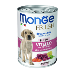 Monge Fresh, Libre de granos , Perros Cachorros, Sabor Ternera, 400 g