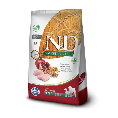 N&D Super Premium, Adulto Razas Medianas y Grandes Senior (Edad madura), Pollo y Granada, 10,1 kg