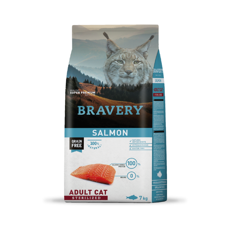 Bravery, Libre de granos, Gato Adulto Esterilizado, Salmón