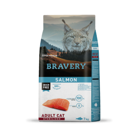 Bravery, Libre de granos, Gato Adulto Esterilizado, Salmón